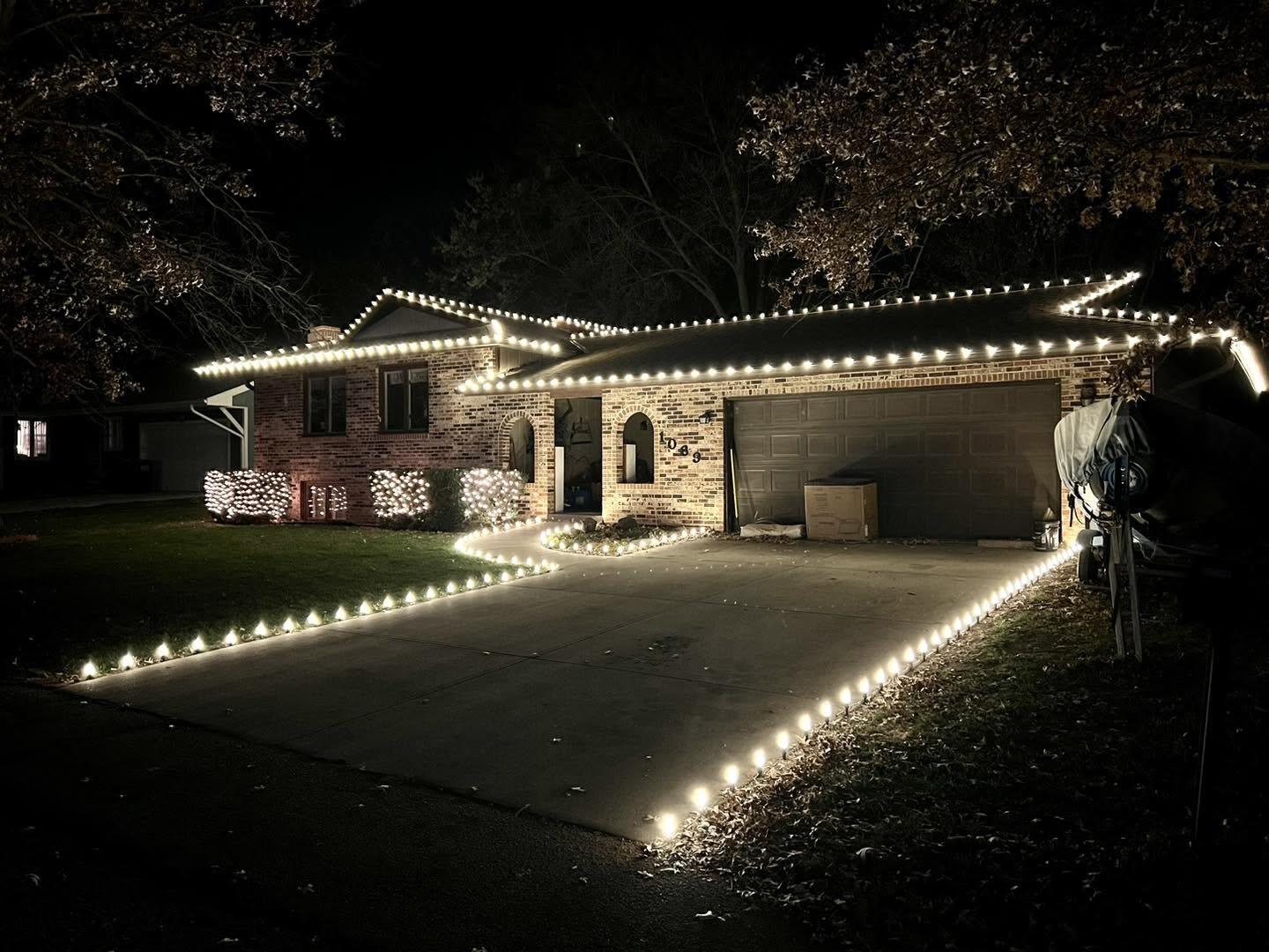 Ranch with lit walk